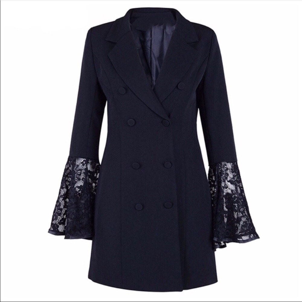 Black Dramatic Bell Sleeve Dress Jacket - Picture 6 of 12